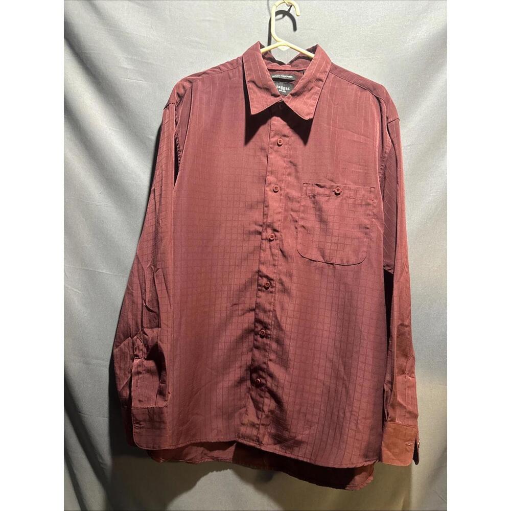 Haggar men's luxury microfiber long-sleeve button-down XL#396